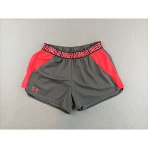 Under Armour Womens Pink Gray Running Shorts Size M Loose Heatgear